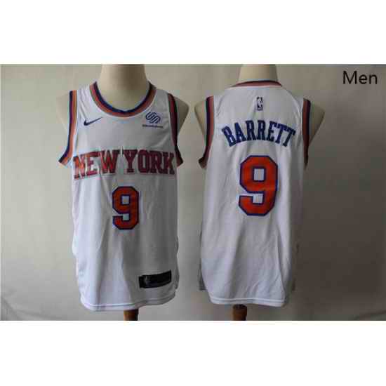 Knicks 9 R J  Barrett White City Edition Nike Swingman Jersey